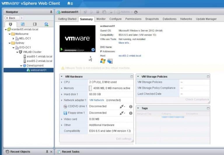 VMware vCenter 6.5 Appliance