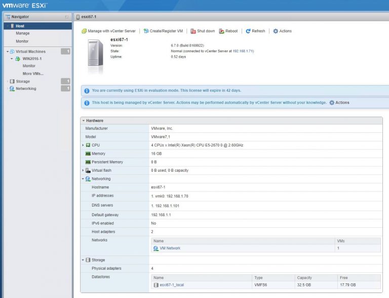 VMware ESXi 6.7 Installation and Configuration