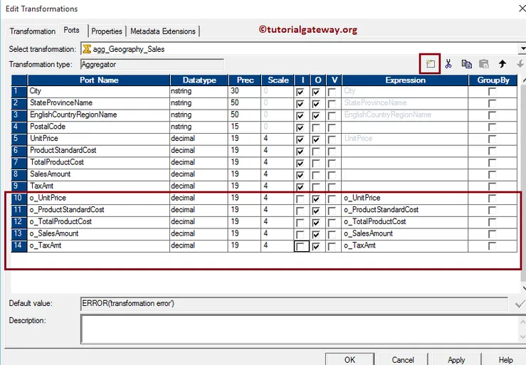 Aggregator Transformation in Informatica 9