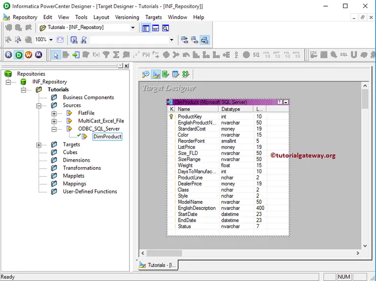 Create Informatica Target table using Source Definition 2