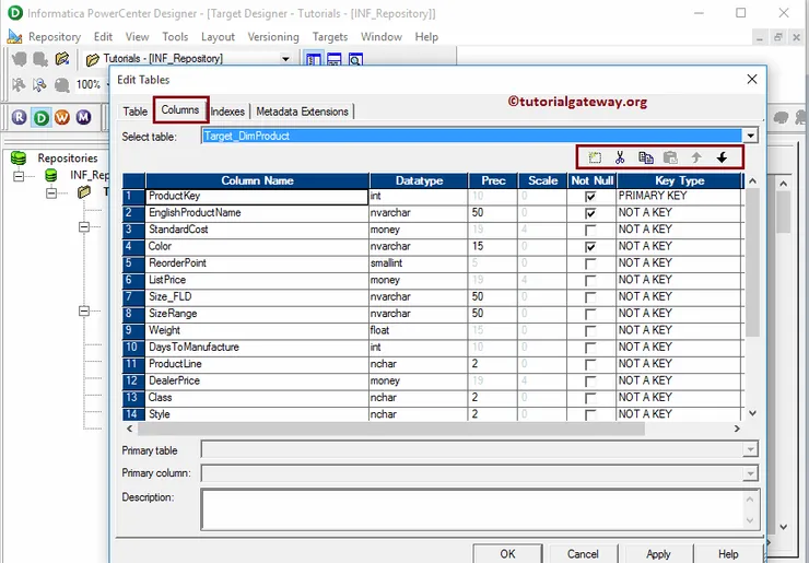 Create Informatica Target table using Source Definition 5