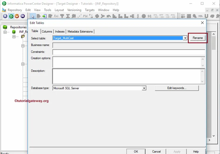 Create Target Table in Informatica 5