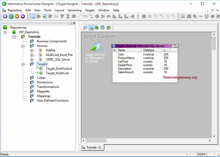 Create Target Table in Informatica 8