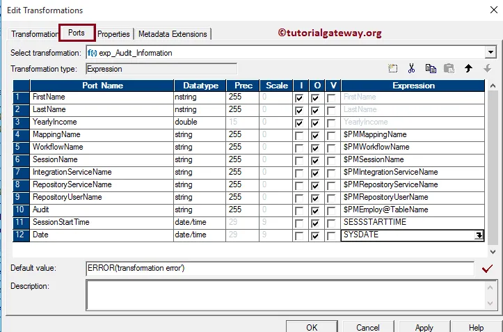 Expression Transformation in Informatica 11