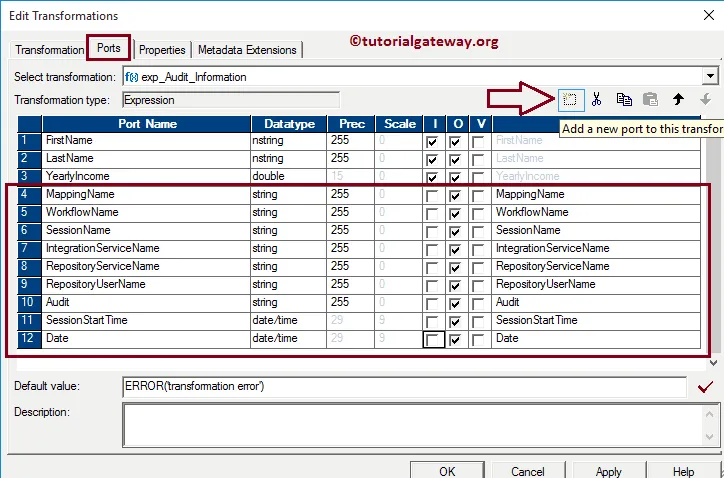 Expression Transformation in Informatica 7