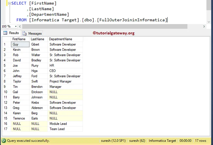 Full Outer Join in Informatica 17