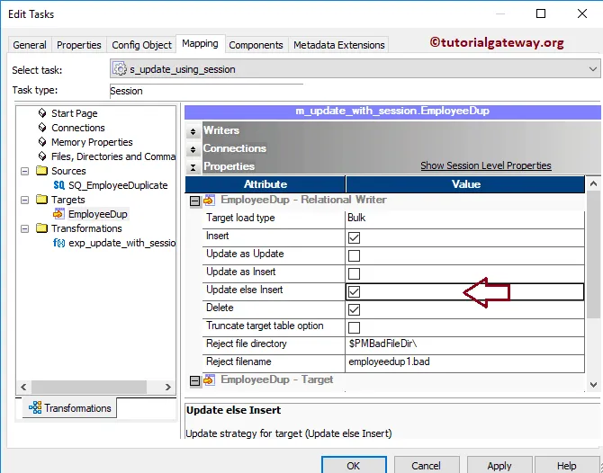 Informatica Update Strategy using Session Properties 22