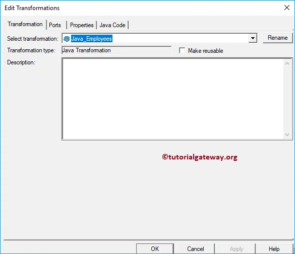 Java Transformation in Informatica 11