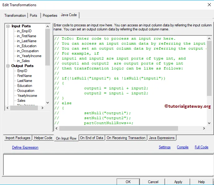 Java Transformation in Informatica 16