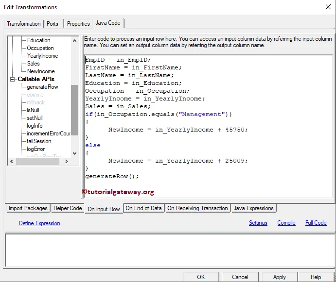 Java Transformation in Informatica 17