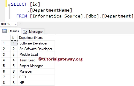 Right Department Table Source 2