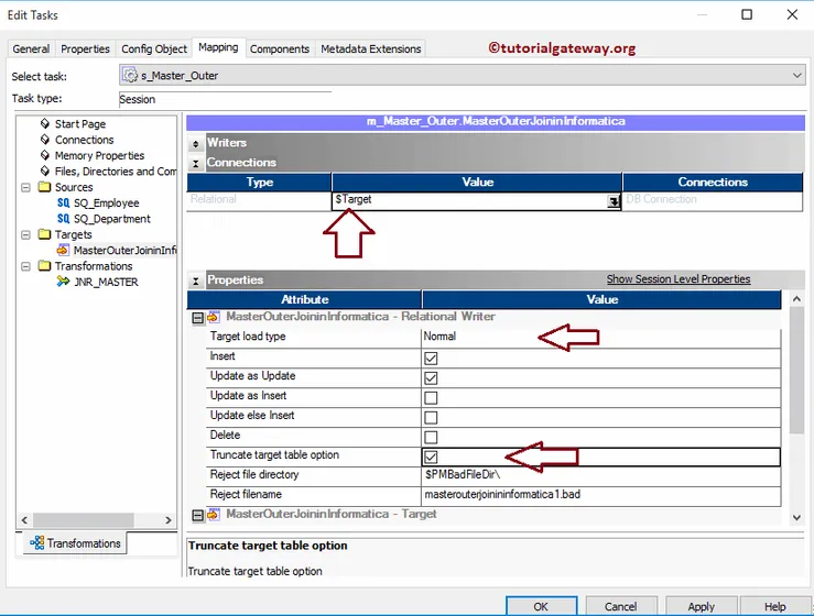 Assign Target table variable options 13