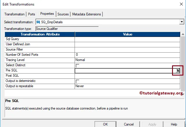 Pre and Post SQL in Informatica 7