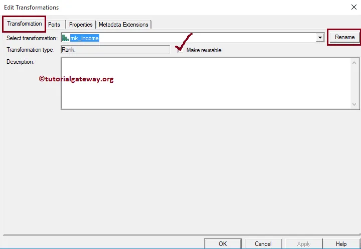 Rank Transformation in informatica 8