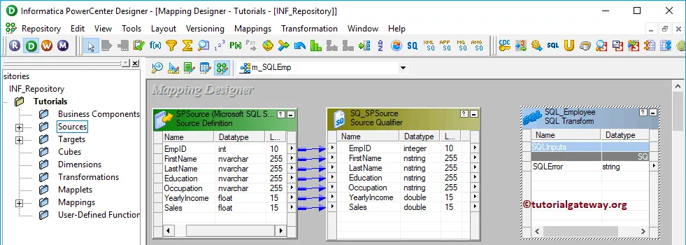 SQL Transformation in Informatica Mapping Designer