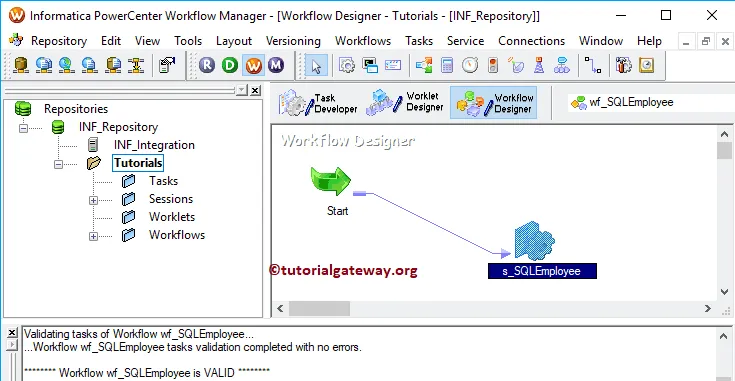 Workflow and Task of a SQL Transformation in Informatica