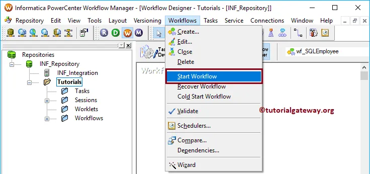 Start SQL Transformation in Informatica Workflow