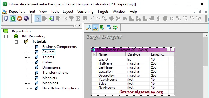 Target Designer for Stored Procedure Transformation