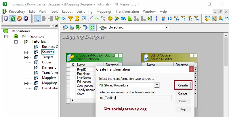 Select Stored Procedure Transformation in informatica 9