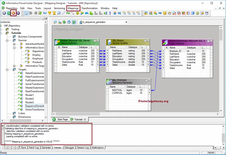 Sequence Generator Transformation in Informatica 10