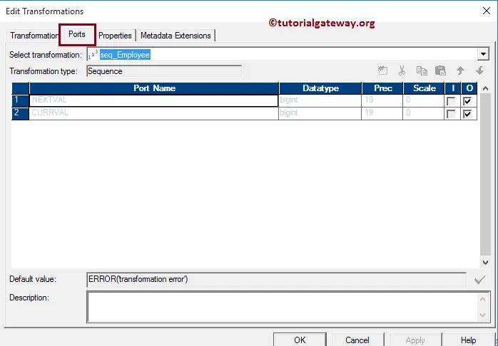 Sequence Generator Transformation in Informatica 7