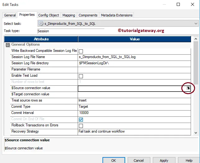 Choose $Source connection value 15