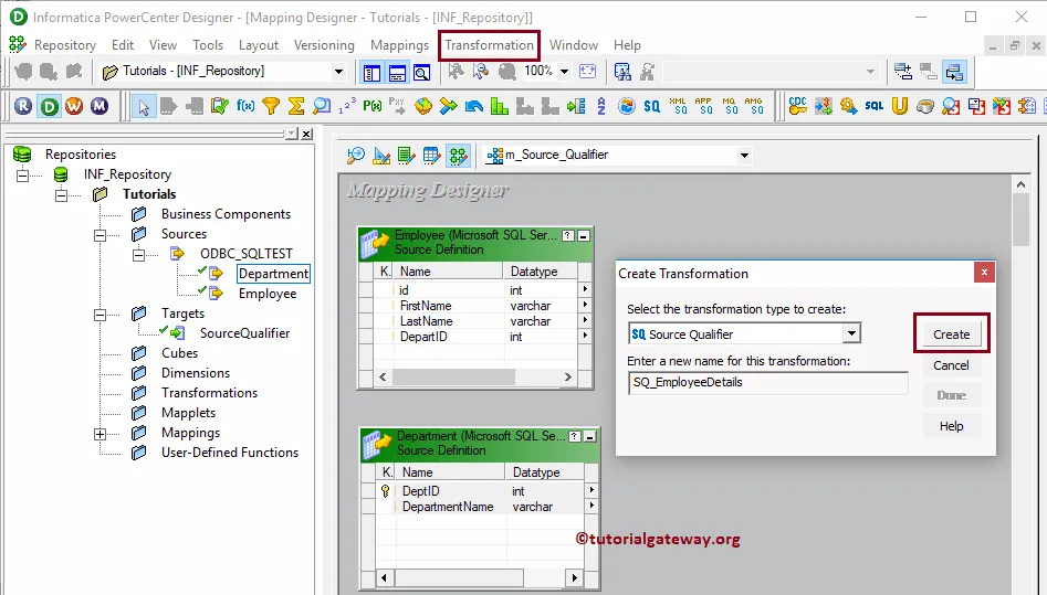 Source Qualifier Transformation in Informatica 10