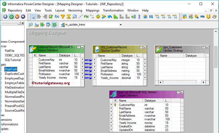 Update Strategy Transformation in Informatica 11