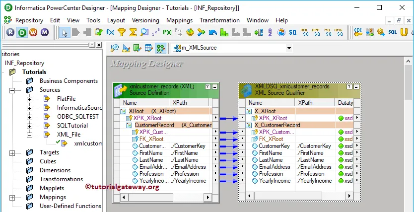 XML Source Qualifier in Informatica 12