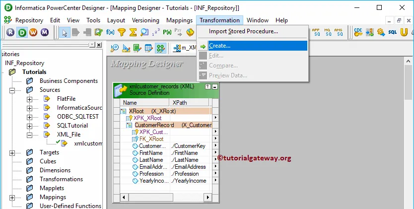 XML Source Qualifier in Informatica 13