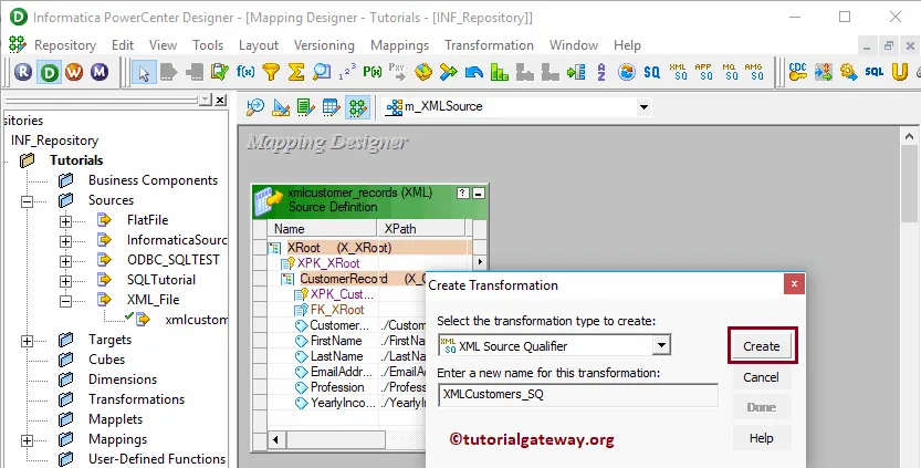 XML Source Qualifier in Informatica 14