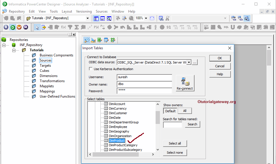 Database Source in Informatica 5